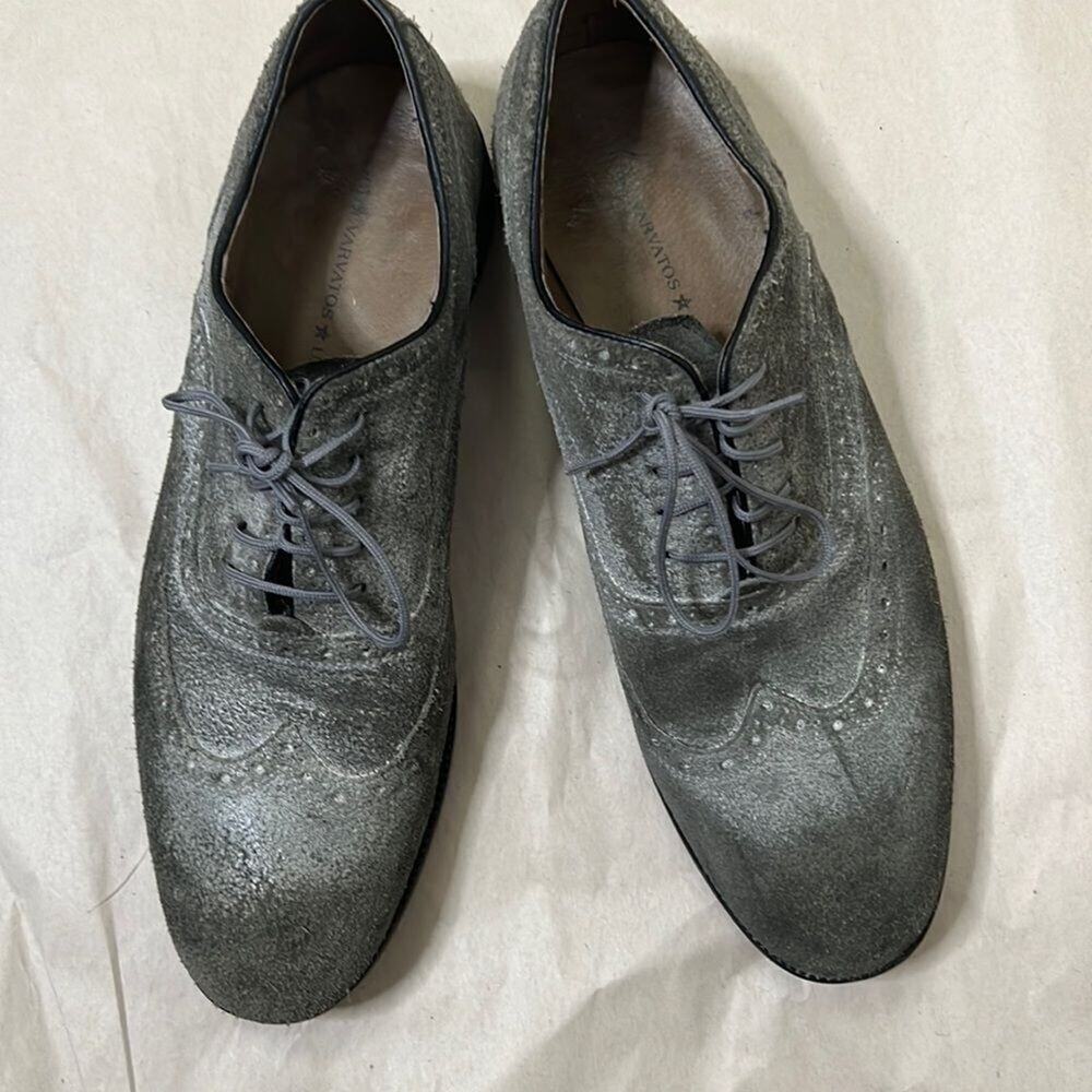 JOHN VARVATOS SID BROGUE WING OXFORD SMOKE SHOES SIZE 8M